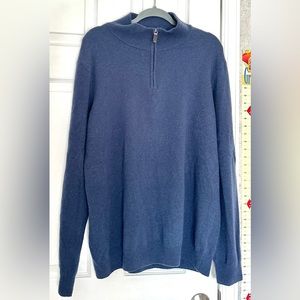 Mantovani Studio Cashmere 1/4 Zip Sweater Mens sz XL NavyBlue made in Italy
